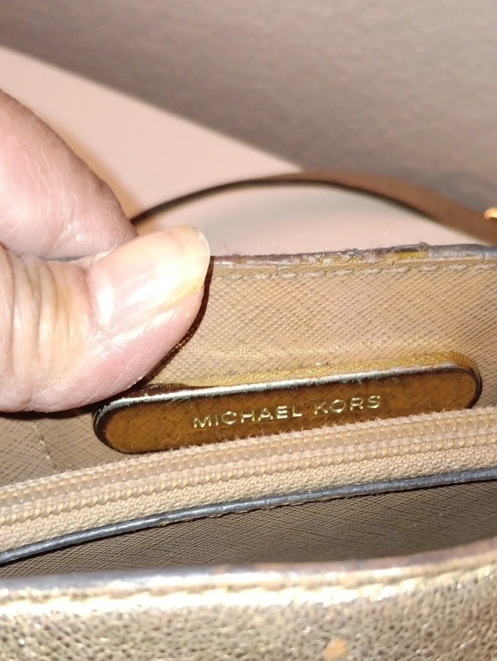 Michael Kors Small Metallic Gold Quilted Satchel with Shoulder Strap